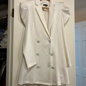 SHEIN White Double-Breasted Blazer